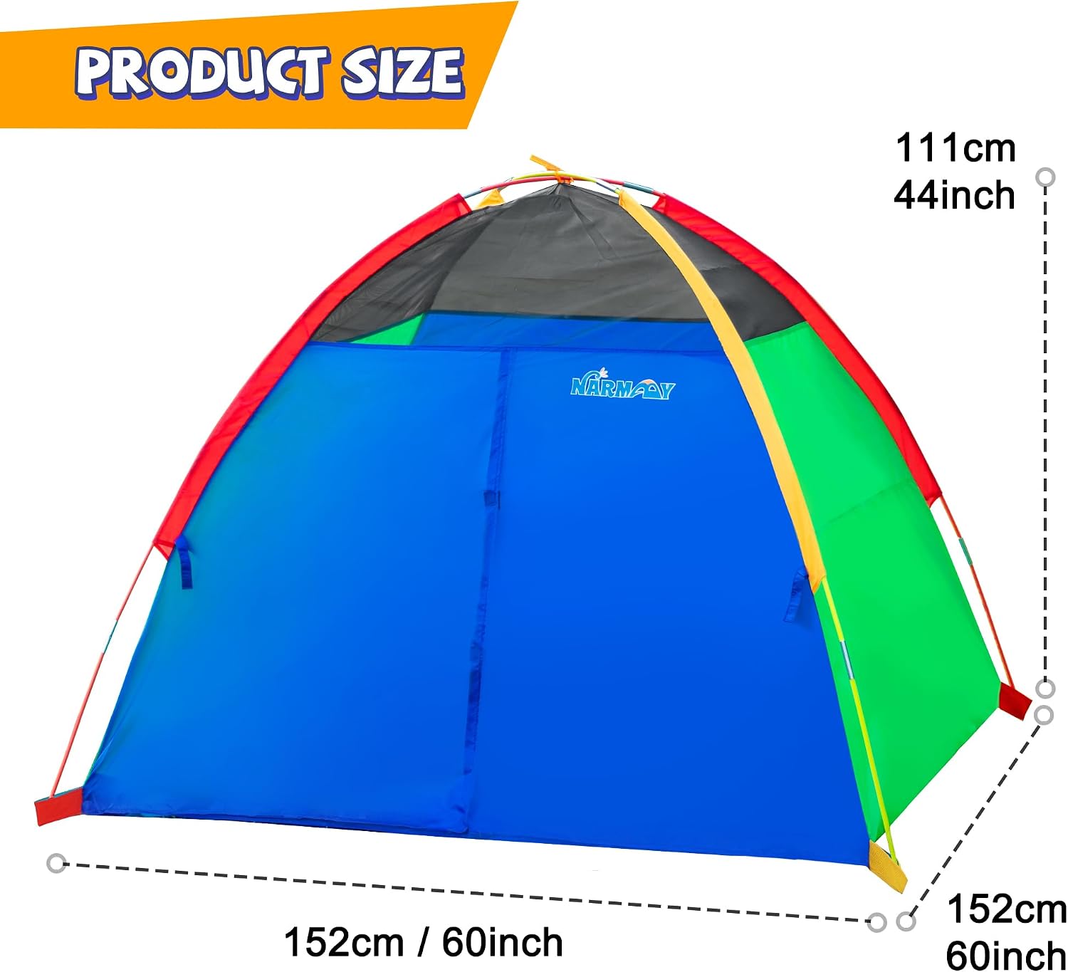Play Tent Easy Fun Dome Tent for Kids Indoor/Outdoor Fun - 60 x 60 x 44 inch | Playhouse for Boys, Waterproof Floor