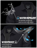 Men's Black Jacket Full Zip Windbreaker for Golf Business Work