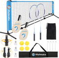 All-in-one Portable Badminton & Pickleball Net Set for Backyard Driveway | with Height Adjustable Poles, Durable Net