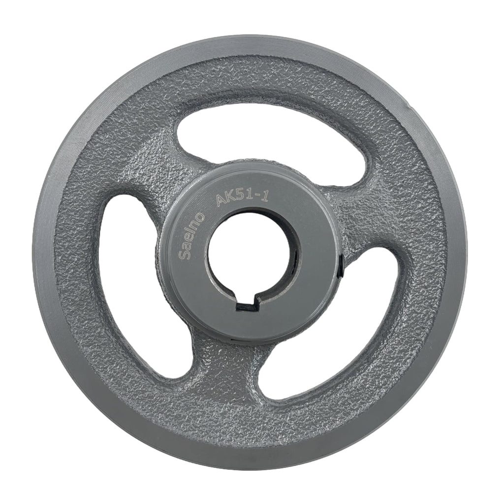 Saelno AK51-1 V Belt Pulley 1 inch Bore 4.95" OD,Mechanical Pulleys Cast Iron for A AX 3L 4L V-Belts,AK511 Pulley