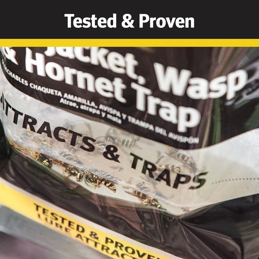 Yellow Jacket, Wasp & Hornet Trap, 6 Pack, Disposable, Convenient, Hanging Fly Trap Bags with Food-Based Lure