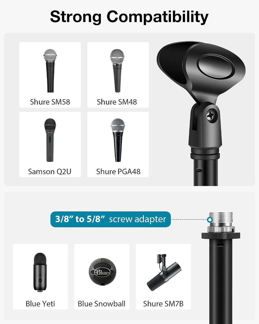 Mic Stand Desk Desktop Microphone Stand Shock Mount Pop Filter | Rock Solid, Dual-Layer Pop Filter, 9.8" - 14" Height