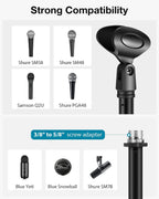 Mic Stand Desk Desktop Microphone Stand Shock Mount Pop Filter | Rock Solid, Dual-Layer Pop Filter, 9.8" - 14" Height