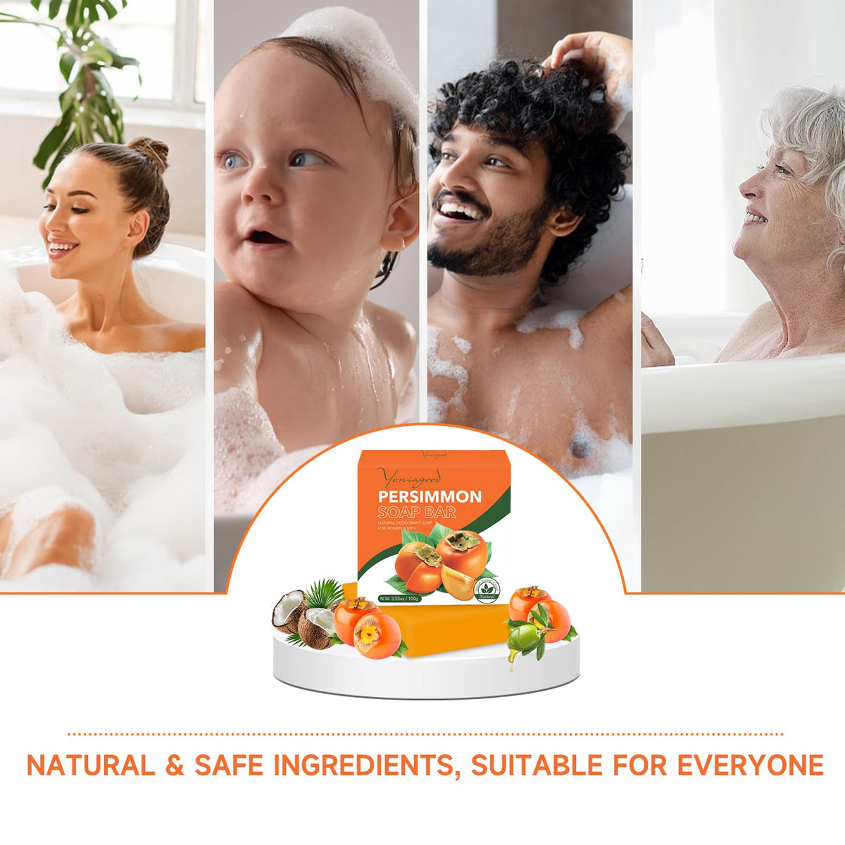 3 PCS Persimmon Soap for Body Odor Control, Old People Smell