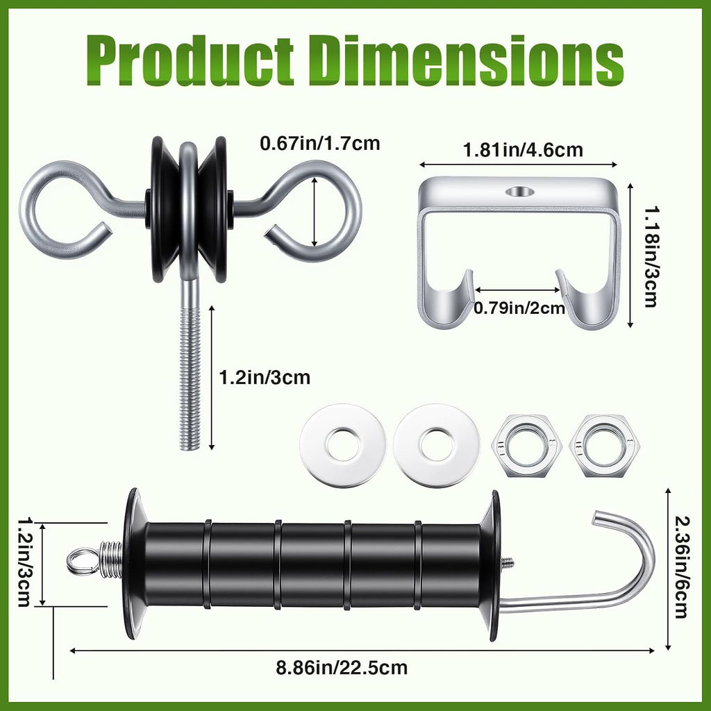 Electric Fence Gate Handle Kit T Post Insulator Spring Gate Handle Set for Horse Cattle Farm Fencing Easy Install