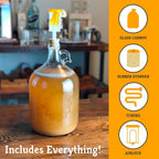 Fermentation Jug 1-pack - For Home Brewing - Includes 1 Gallon Glass Fermenter Jugs, Airlocks, and Silicone Stopper