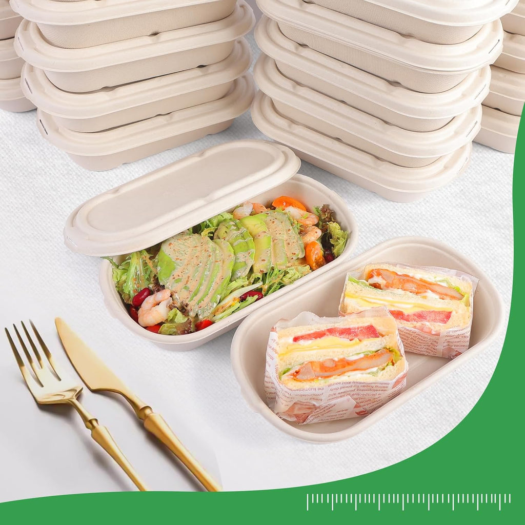 50Pcs(24oz) Disposable Meal Prep Food Containers with Lids