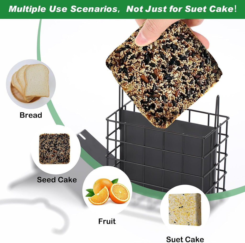 All-Metal Double Suet Bird Feeder for Outdoors Hanging, Black Roof