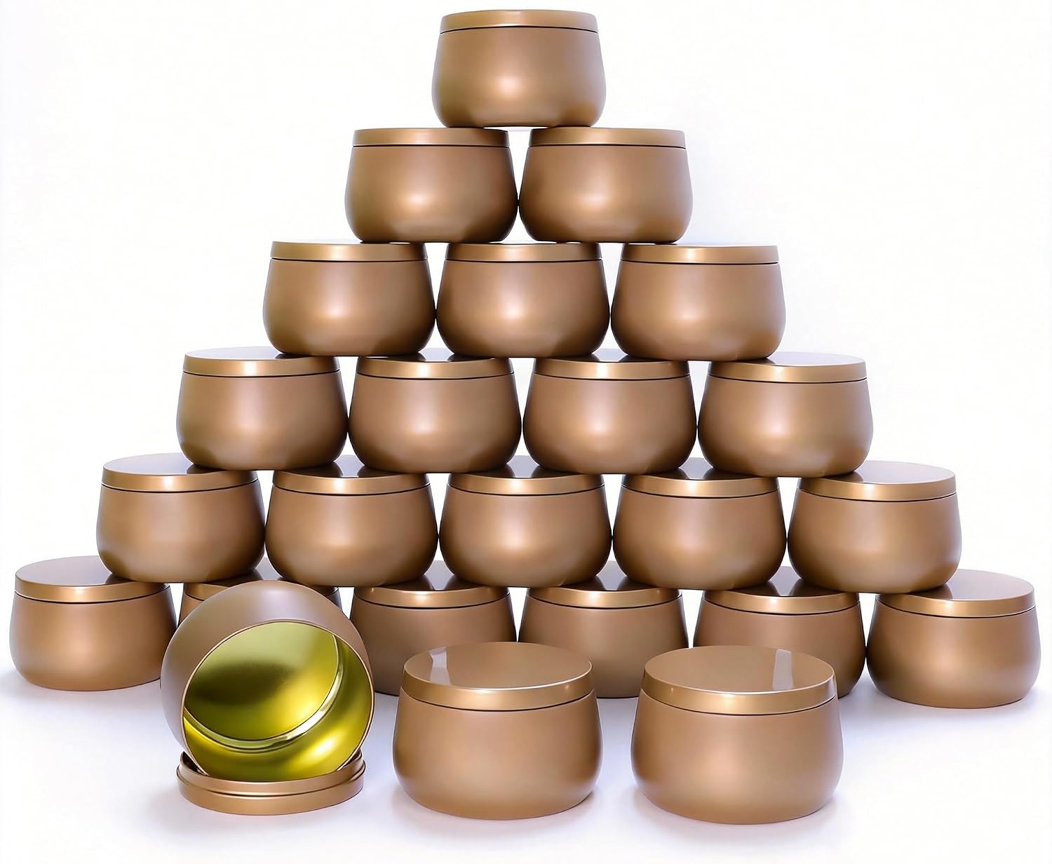 24 Pack 8oz Dark Glod Candle Tins for Making Candles - Bulk Metal Candle Containers with Lids. Empty Round Candle