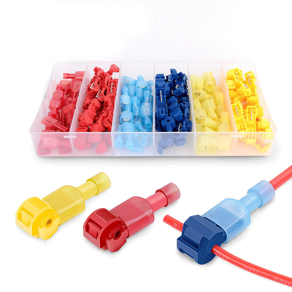 50004R 120 Pcs/60 Pairs Quick Splice Wire Terminals T-Tap Self-stripping with Nylon Fully Insulated Male Quick
