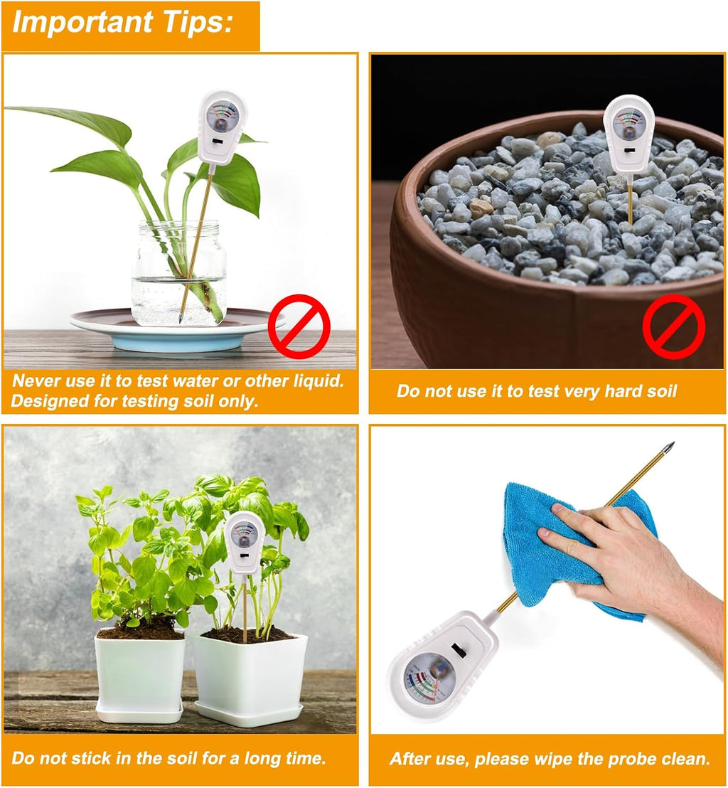 Soil Test Kit 3-in-1, Soil Moisture Meter, Soil PH Meter, Fertility Soil Tester, Soil Tester for Garden, Lawn, Farm