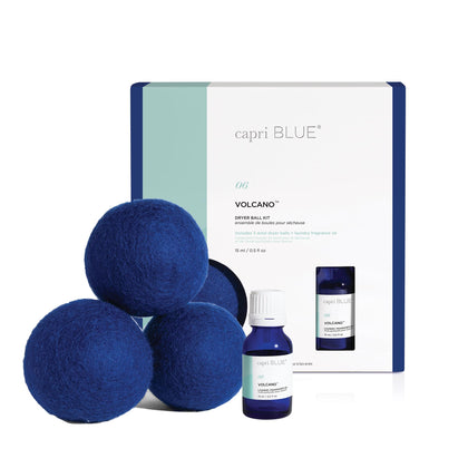 Volcano Dryer Kit, Includes 3 100% Wool Dryer Balls +1 Laundry Fragrance Oil, Reusable, Eliminate Wrinkles, Static