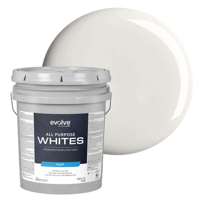 All Purpose Whites Paint & Primer, Flat (Snow Drift), 5 Gallon – Interior Latex, Excellent Touch-Up, High Hiding