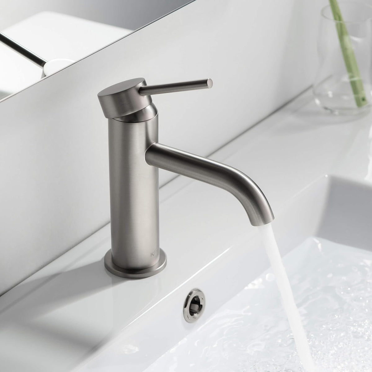 Circular Single Handle Bathroom Vanity Sink Faucet with Pop Up Drain | Solid Brass Lavatory Faucet with Water Supply