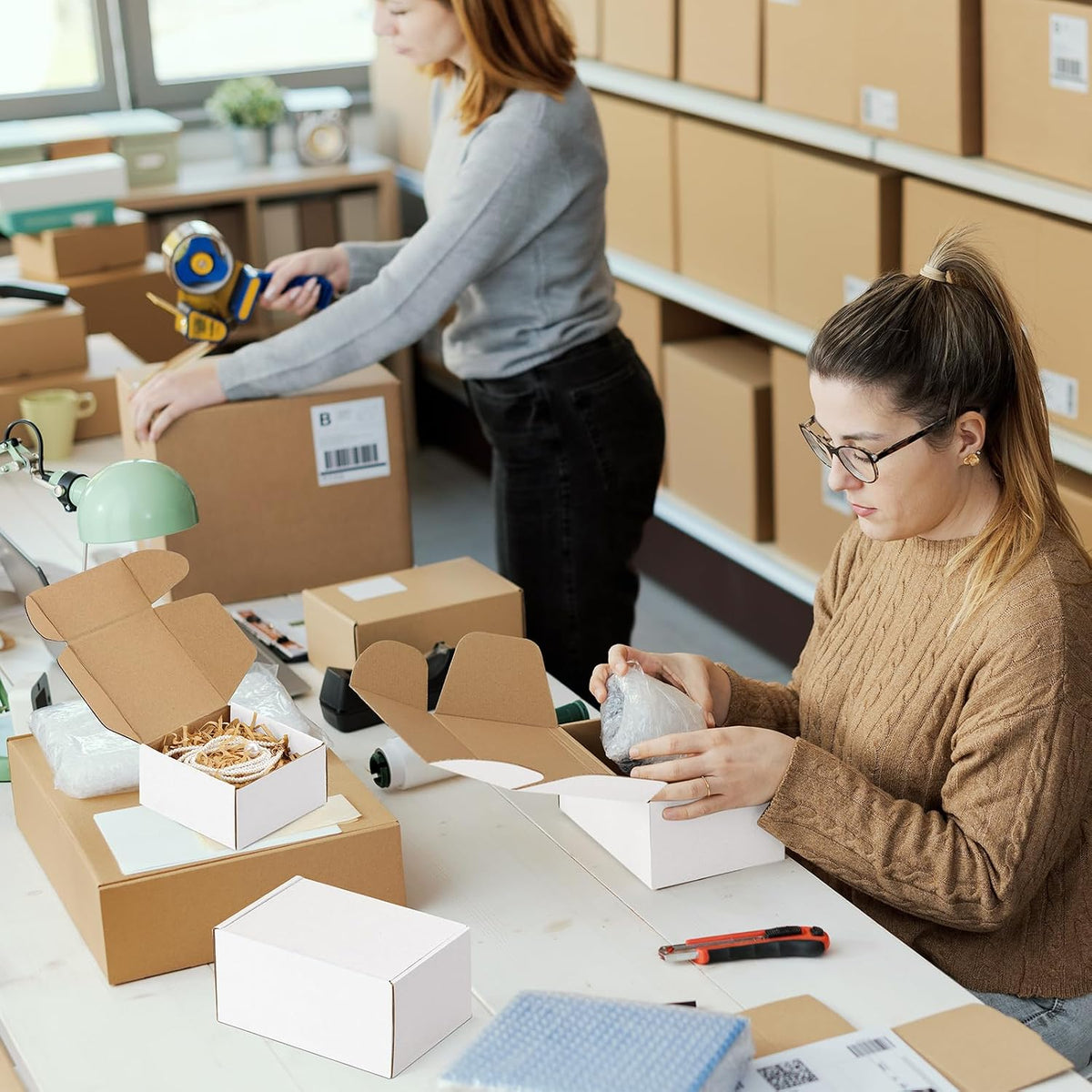 30 Pack Small Shipping Boxes Assorted Sizes, 4x4x2, 6x4x3, 7x5x2-10 PCS Each Small Boxes, White Corrugated Box