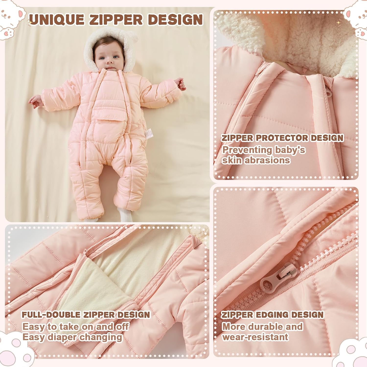 Baby Girls Boys Snowsuit Newborn Winter Clothes Jumpsuit Romper Infant Hooded Fleece Coat Jacket Outwear