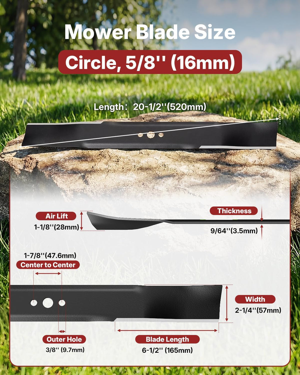 21 inch Lawn Mower Blade for Craftsman 406712, 532406712, for Husqvarna 21 inch Deck Push Walk Behind Lawnmower, Circle Mulching Lawn Mower Blade, Replacement Part 189028, 532189028, 165833, 175064