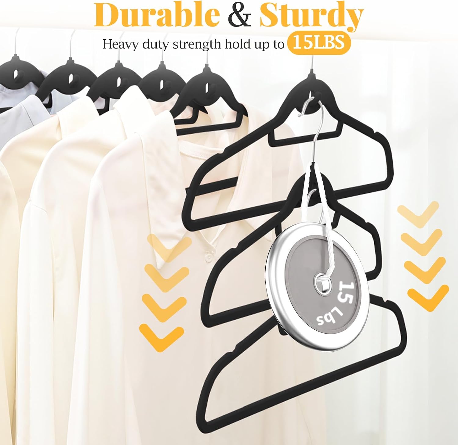 Velvet Felt Stackable Hangers 50 Pack, Thin & Space Saving, Black | Non Slip, 15Lbs Capacity Heavy Duty With 360°
