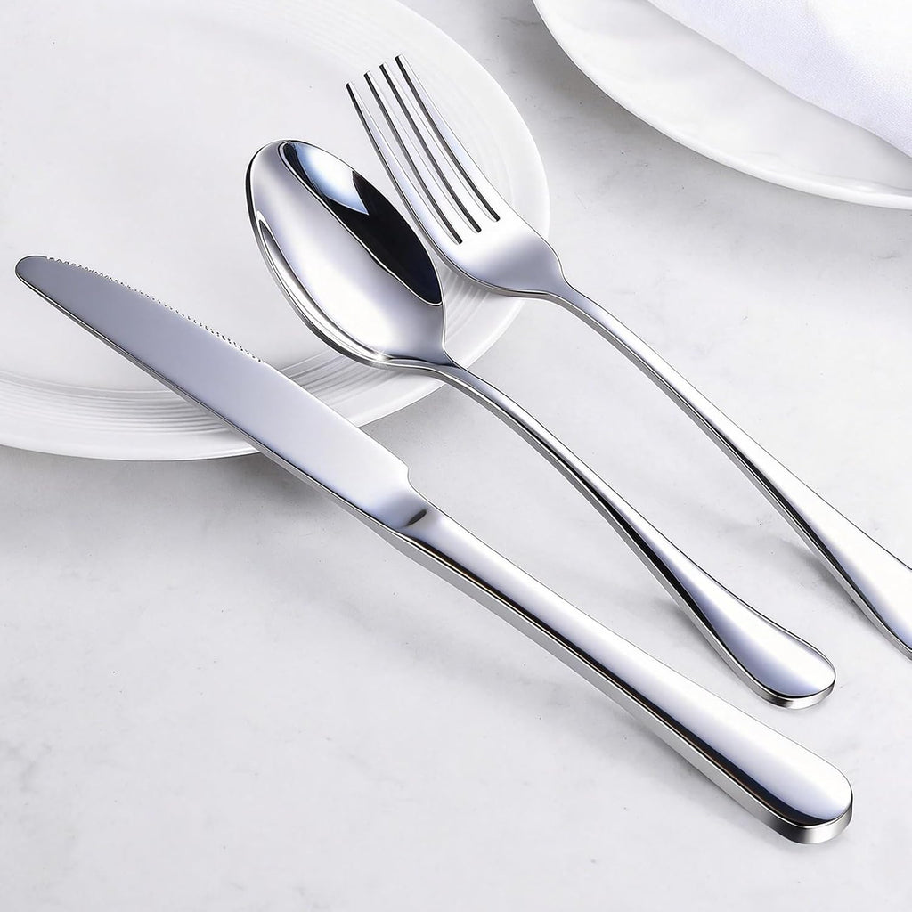 60-Piece Silverware Set for 20 - Stainless Steel Flatware Cutlery Set, Mirror Polished Flatware Set Include Forks