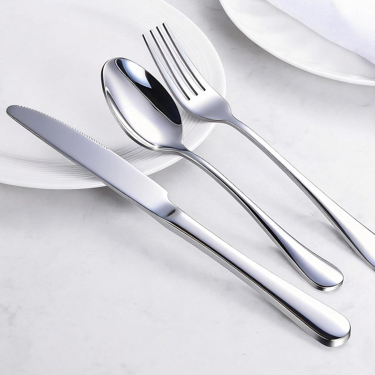 60-Piece Silverware Set for 20 - Stainless Steel Flatware Cutlery Set, Mirror Polished Flatware Set Include Forks