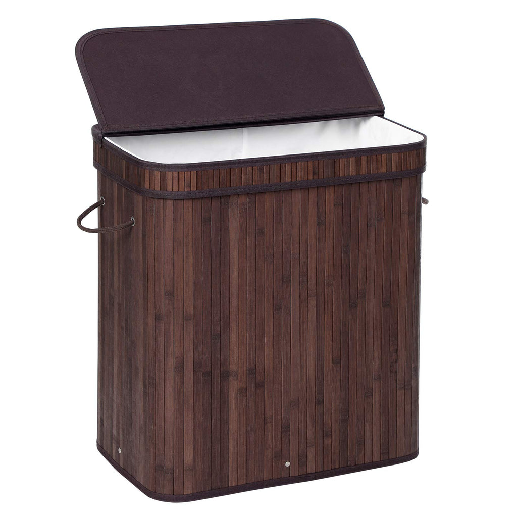 Bamboo Laundry Hamper with Lid, 100L, with Handles