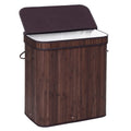 Bamboo Laundry Hamper with Lid, 100L, with Handles