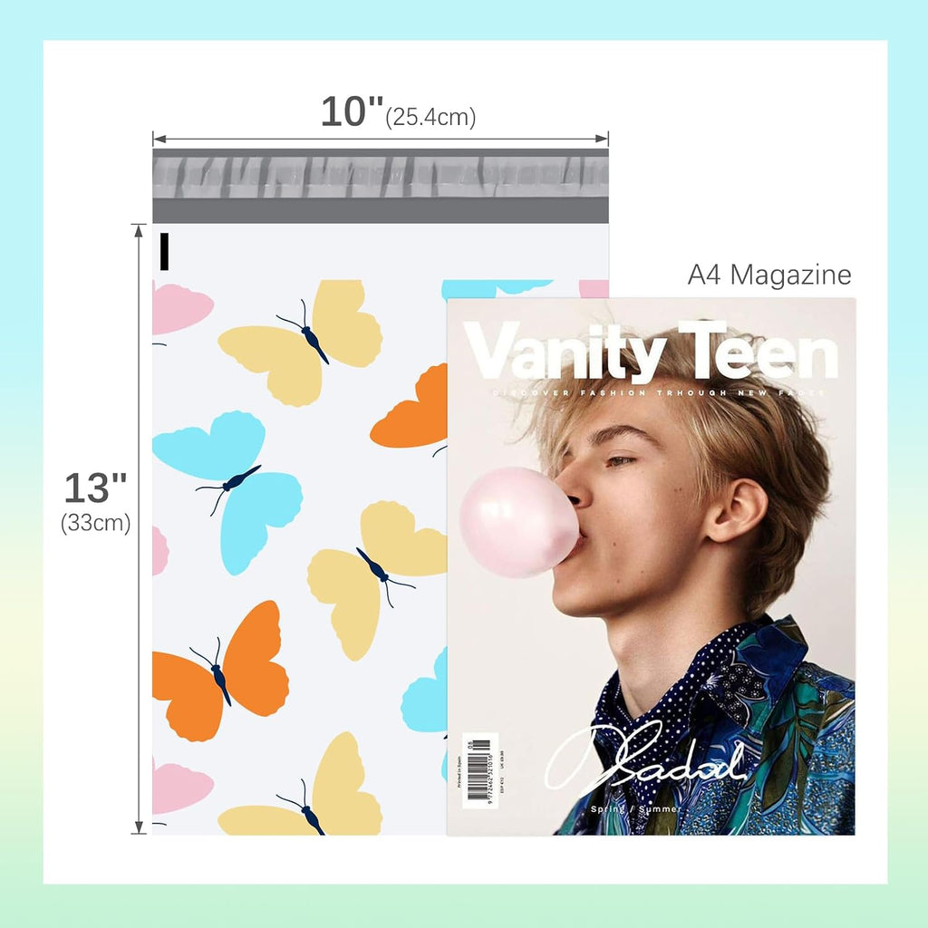 Poly Mailers 10x13" 50 Pack,Cute Shipping Bags for Clothes,Butterfly