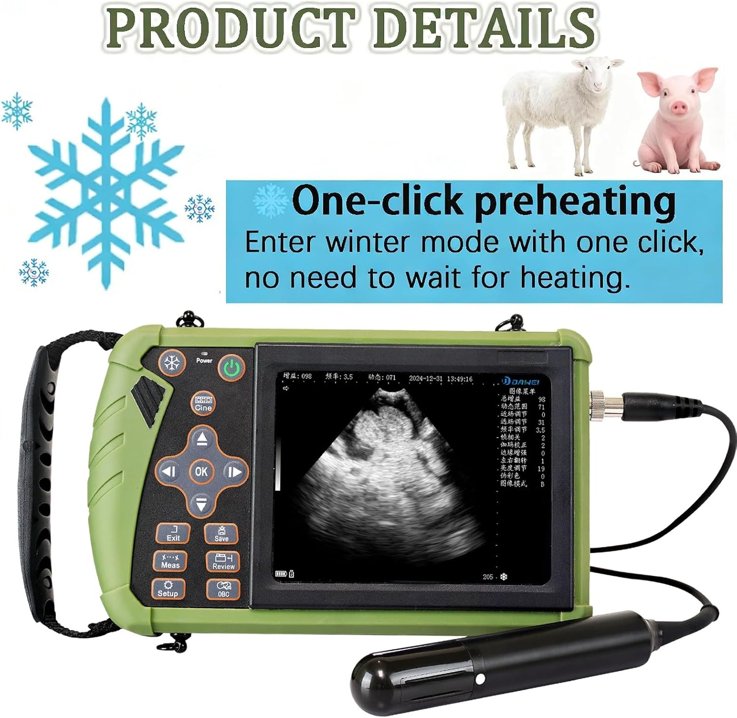 Vet Ultrasound Machine For Pregnancy Veterinary Ultrasound Scanner, Portable Handheld Vet Scanner, 3.5Mhz Waterproof