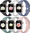Compatible with Apple Watch Band 38mm 40mm 41mm 42mm 44mm 45mm 46mm 49mm Women Men, 6 Pack Silicone Sport Strap