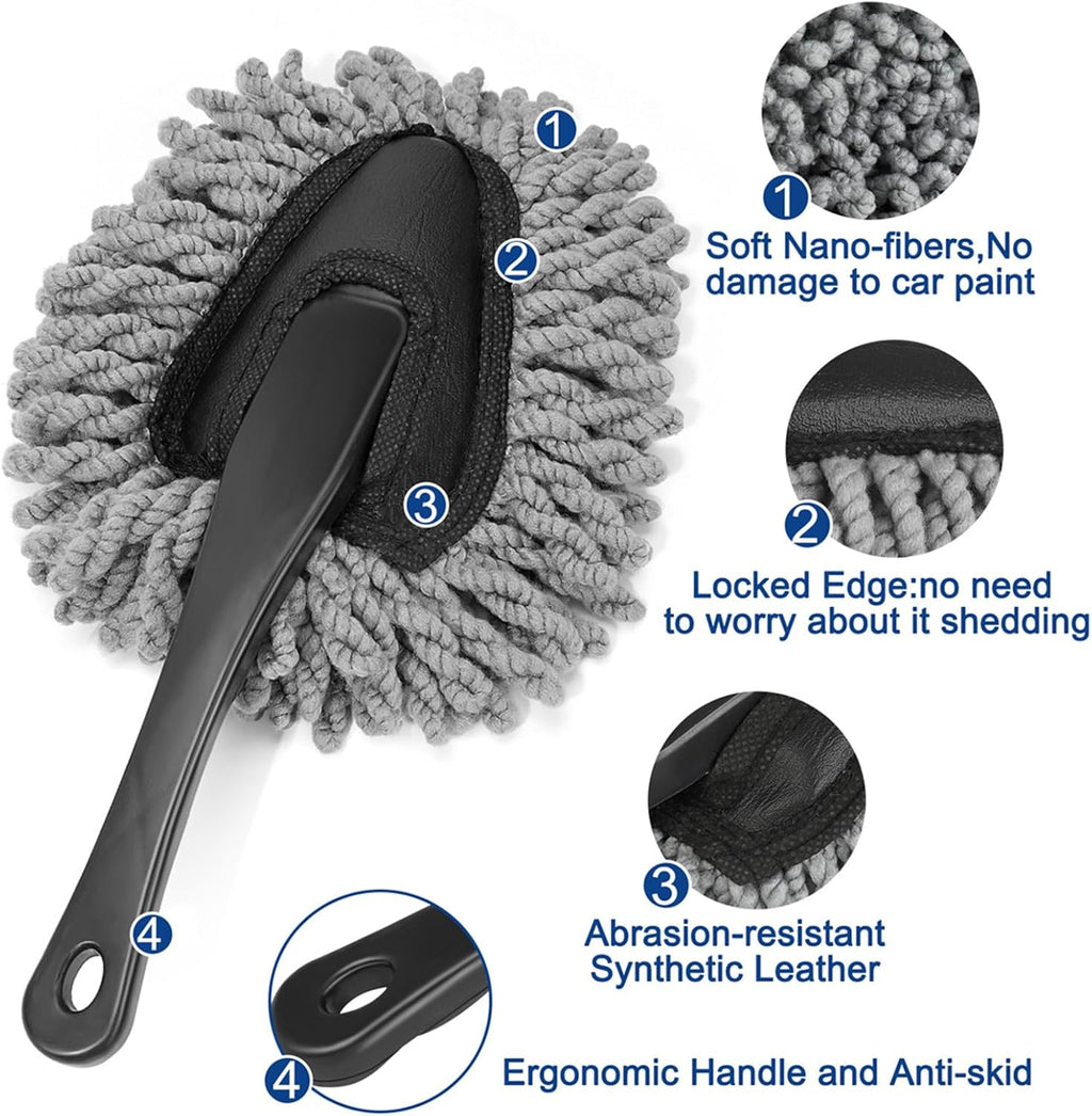 Car Interior Duster Detail Brush Cleaning Gel Kit, Soft Dash Vent Dusting Slime Putty Detailing Brushes Accessories