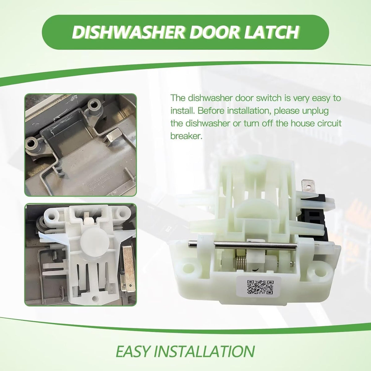 Dishwasher Door Switch Latch Replacement Fit for Samsung DW80 Series DW80R5061US/AA, DW80R5061US/AA-00, DW80R5061UT/AA-00, DW80K5050UW/AA-00, DW80K5050UW/AA-01