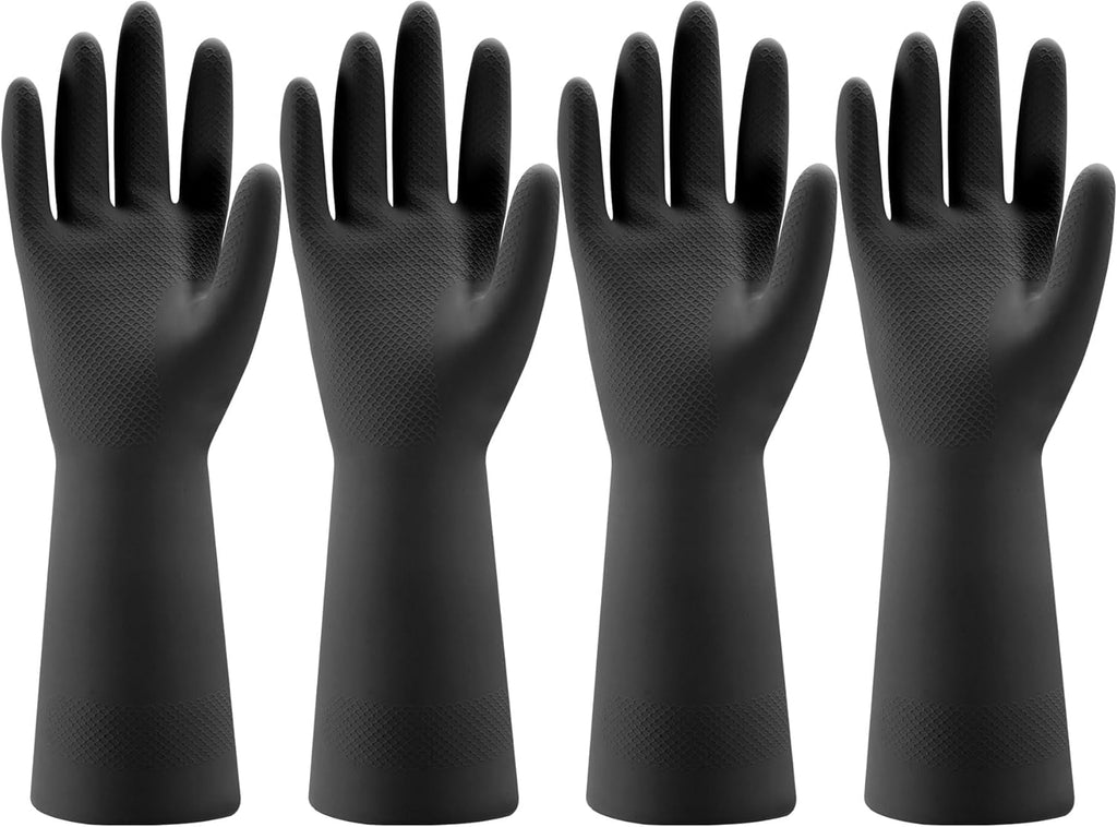 4 Pairs Rubber Kitchen Dishwashing Gloves - Reusable Household Cleaning Gloves for Washing Dishes and Cleaning Tasks