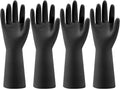 4 Pairs Rubber Kitchen Dishwashing Gloves - Reusable Household Cleaning Gloves for Washing Dishes and Cleaning Tasks