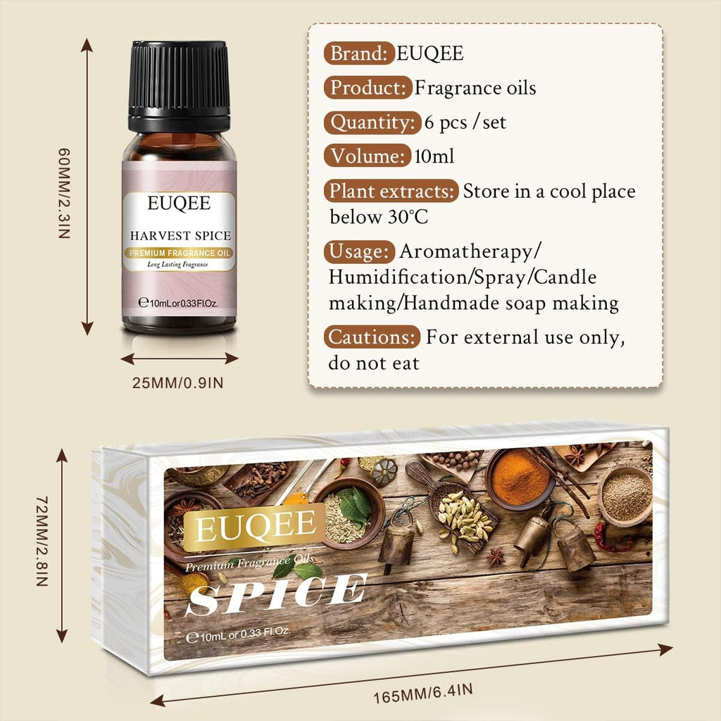 6PCS Spice Autumn Fragrance Oil Set, Scented Oils for Candle Making | Halloween Fragrance Oils for