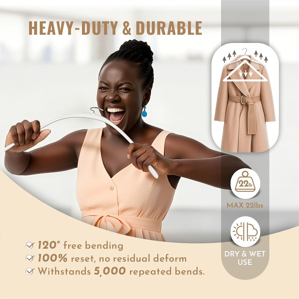 Velvet Hangers 30 Pack, Slim Flocked Clothes Hangers White | Non-Slip Felt Surface; 360° Swivel Hooks; Space-Saving