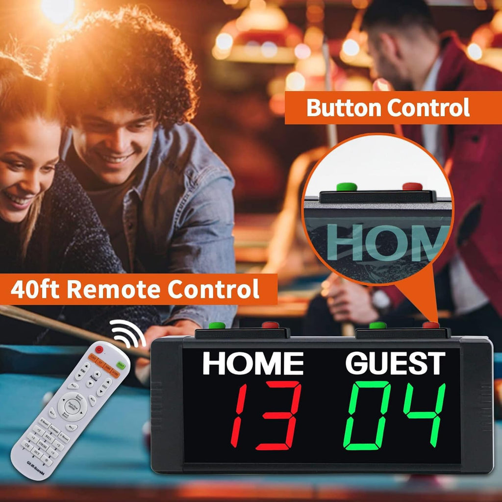 Battery Powered Scoreboard Clock Timer with Buttons, Portable Digital Scoreboard with Remote, Electronic Scoreboard