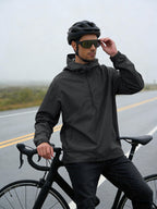 Mens Pullover Rain Jacket Waterproof Raincoat Black 2XL