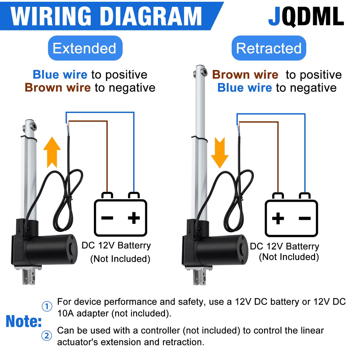 JQDML 4 Inch Stroke 1700 lbs Heavy Duty Linear Actuator 12V