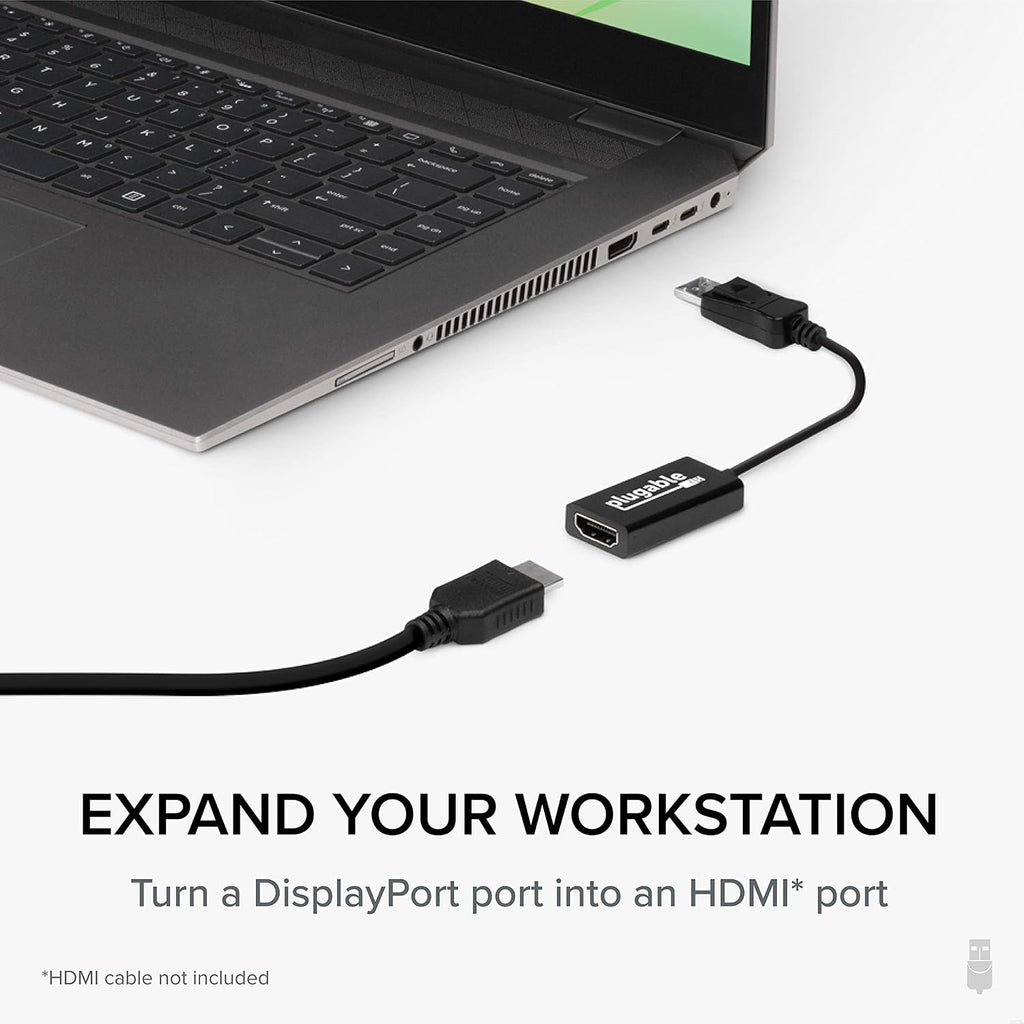 Active DisplayPort to HDMI Adapter, Uni-Directional, Driverless, Adapts Any Full-Sized DP Port to Enable Connecting a