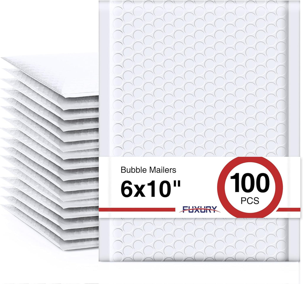 Bubble Mailers 6x10" 100 Pack White Padded Envelopes Usable Size 6x9