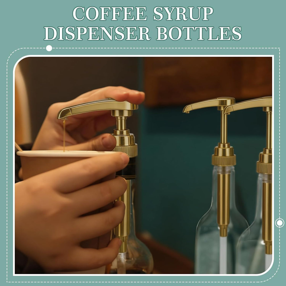 12 Pcs 25 oz Plastic Syrup Bottles with Pump Syrup Dispenser, Gold