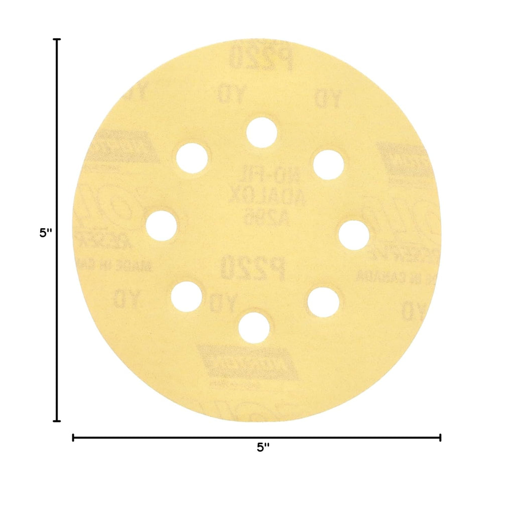 Norton MultiSand Hook and Loop Sanding Discs, Orbital Sander Sandpaper for Wood, Metal and Fiberglass, 220 Grit Sand Paper, 5 Inch Sanding Discs Hook and Loop, Pack of 25