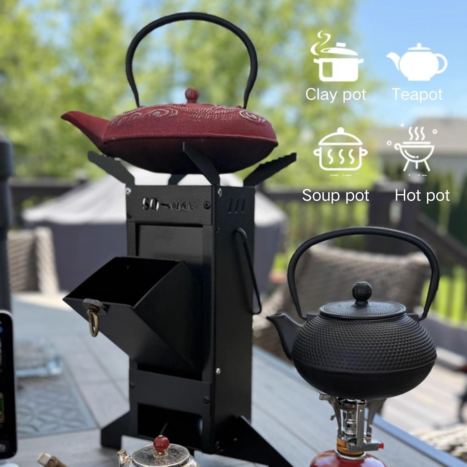 Rocket Stove Wood Burning Stove Portable Wood Stove, Fire Camping Stove for Outdoor Cooking, Camping, Picnic, BBQ