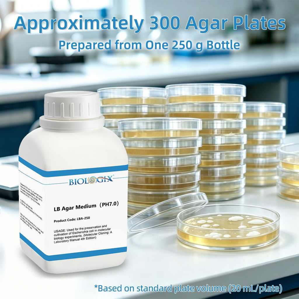 LB Agar Medium Powder, 250g/Bottle, Laboratory Grade with Tryptone, Yeast Paste, Sodium Chloride & Agar, Lysogeny