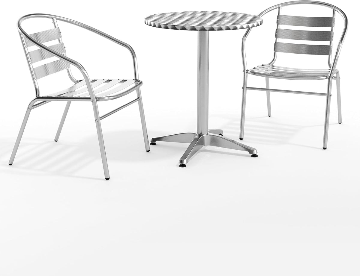 Black 23.5" Round Patio Table Set with 2 Chairs