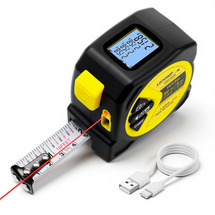 Laser Tape Measure, 164ft Class II Laser Distance Meter (0.49mW Red Laser) and 16ft Manual Tape Measure