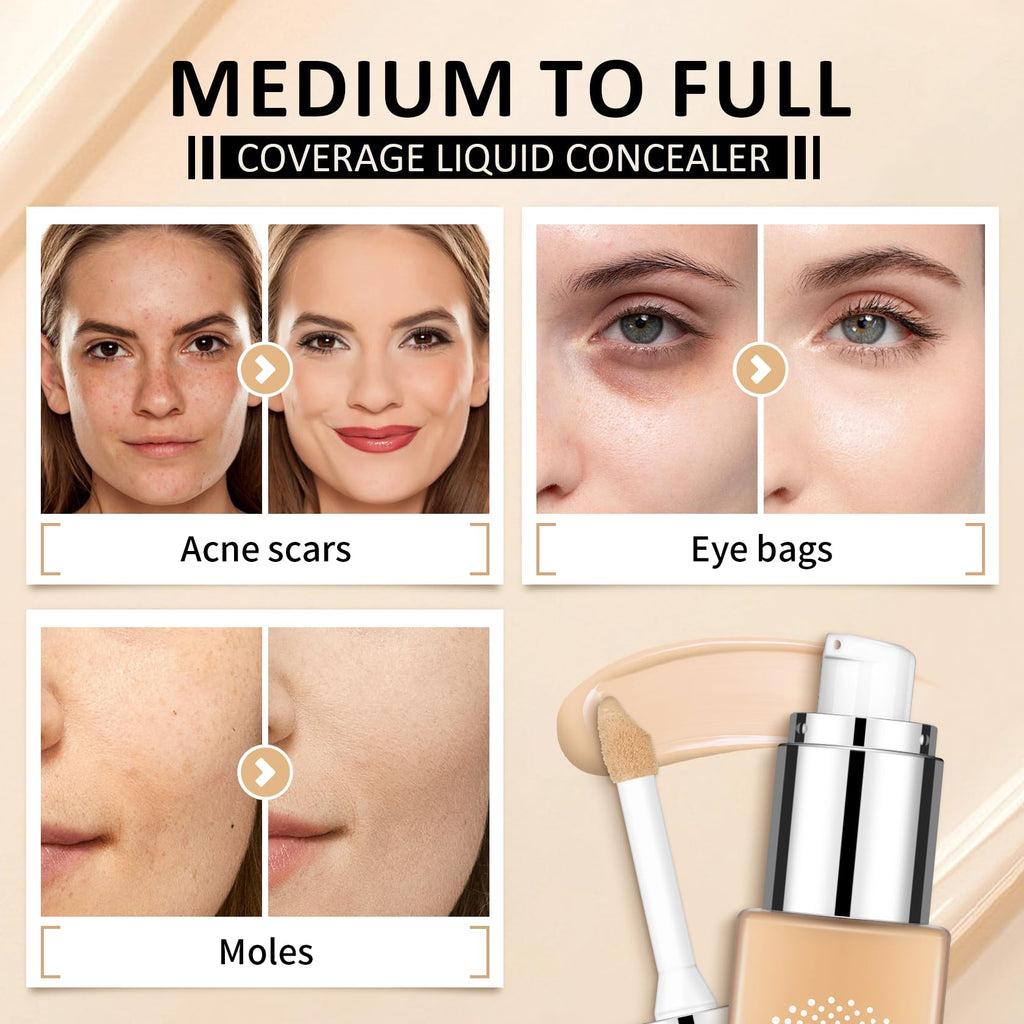 Liquid Concealer, Full Coverage Makeup Under Eye Concealer -Warm Nude