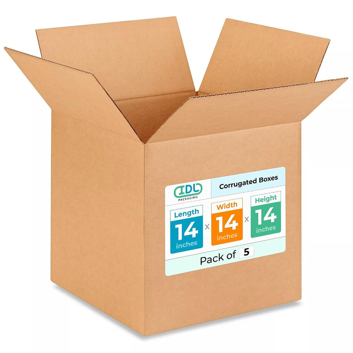Medium Cube Moving & Shipping Boxes 14 x 14 x 14 inches (5-Pack) - Extra Strength 200 lb vs Regular - Corrugated