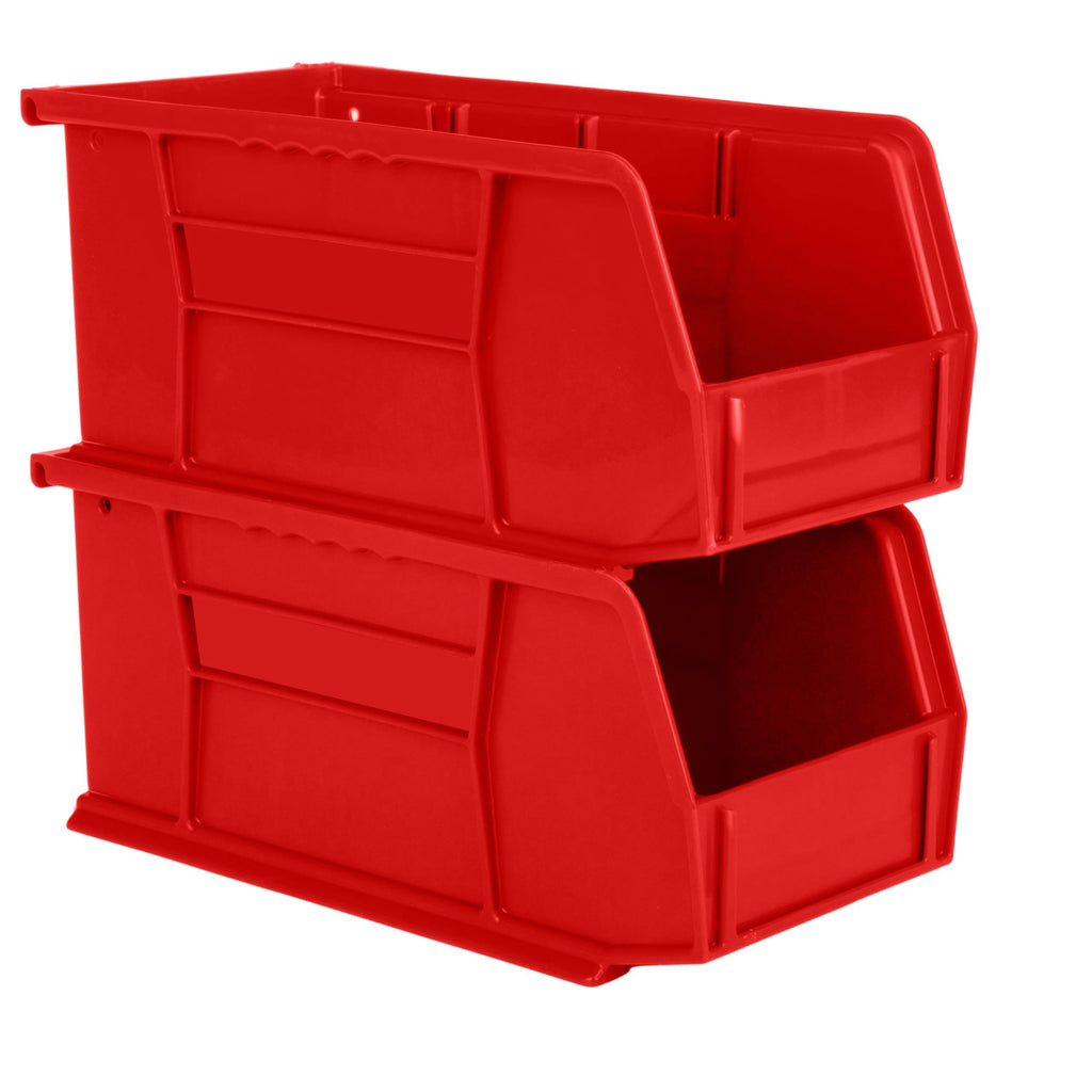 11" x 5.5" x 5" (12 Pack) Plastic Stackable Storage Bin, Red