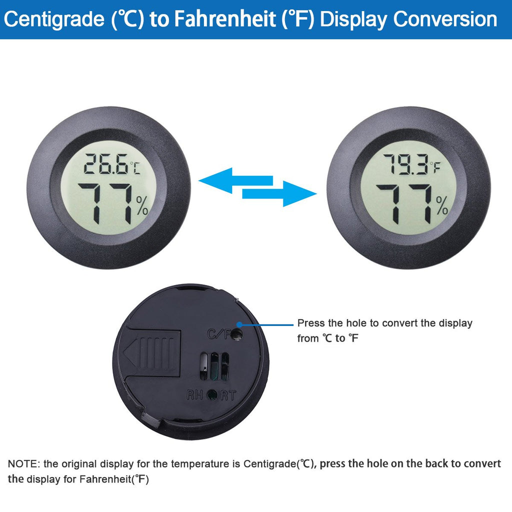 2pcs Mini Hygrometer Thermometer Indoor Outdoor Round Humidity Meter